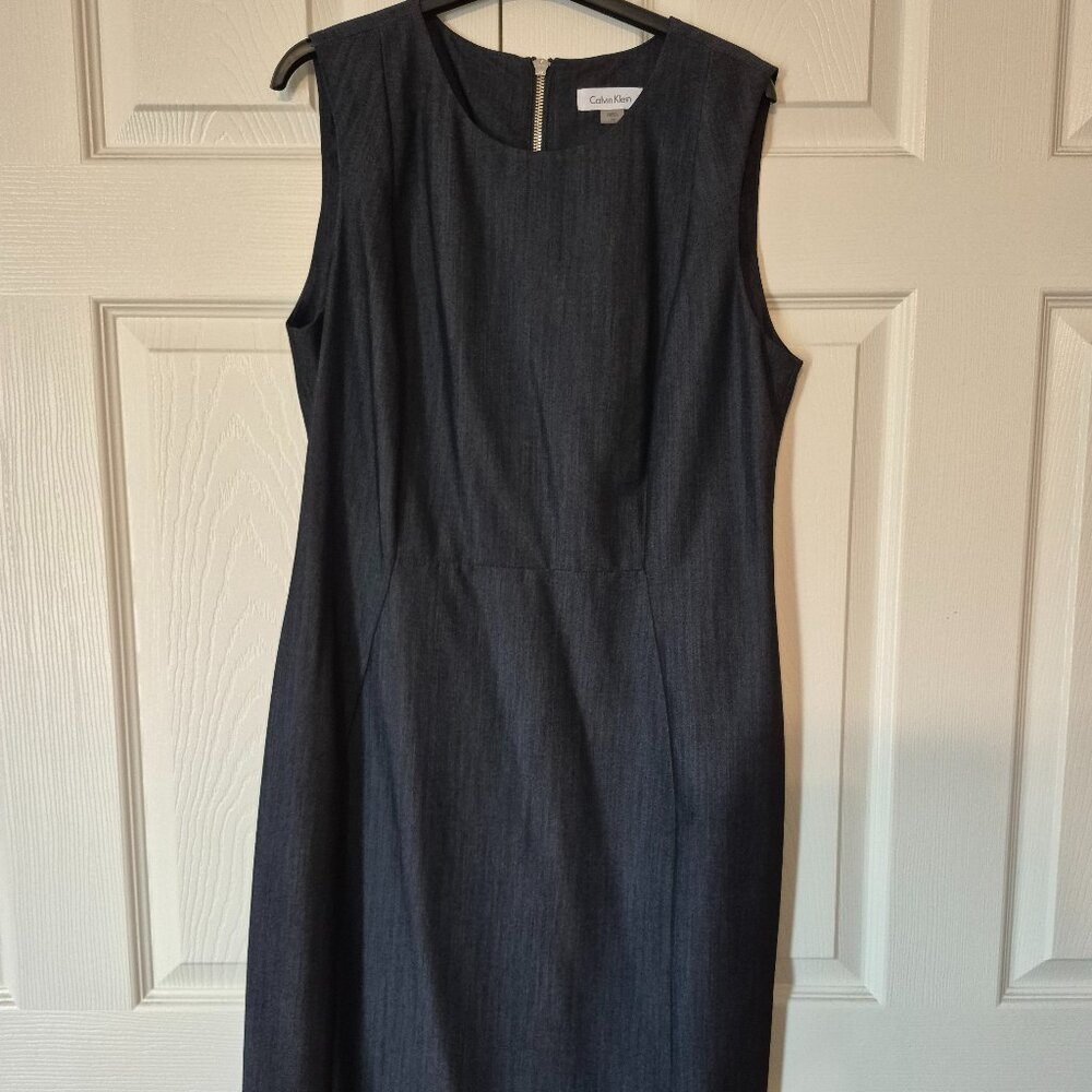 Calvin Klein Denim Sheath Pencil Dress Navy Size 12